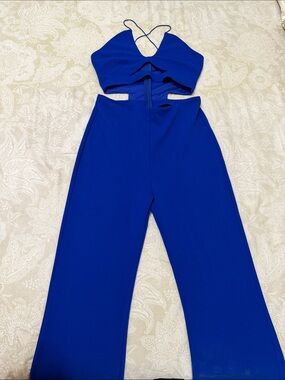Women's Cobalt Cutout Wide-Leg Jumpsuit